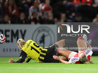 Elma Junttila-Nelhage of BK Hacken is in action with Beth Mead of Arsenal during the UEFA Champions League Second Round, 2nd Leg between Ars...