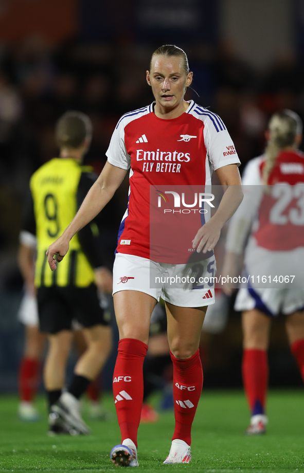 Stina Blackstenius of Arsenal during the UEFA Champions League Second Round, 2nd Leg between Arsenal and BK Hacken at Meadow Park in Boreham...