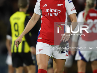 Stina Blackstenius of Arsenal during the UEFA Champions League Second Round, 2nd Leg between Arsenal and BK Hacken at Meadow Park in Boreham...