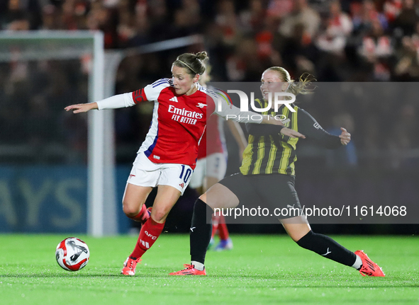 Kim Little of Arsenal battles for possession during the UEFA Champions League Second Round, 2nd Leg between Arsenal and BK Hacken at Meadow...