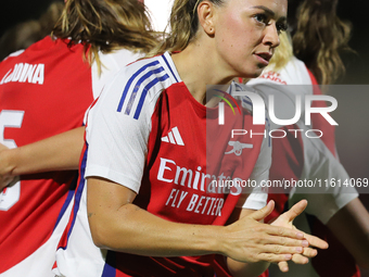 Katie McCabe of Arsenal celebrates Beth Mead's goal during the UEFA Champions League Second Round, 2nd Leg between Arsenal and BK Hacken at...