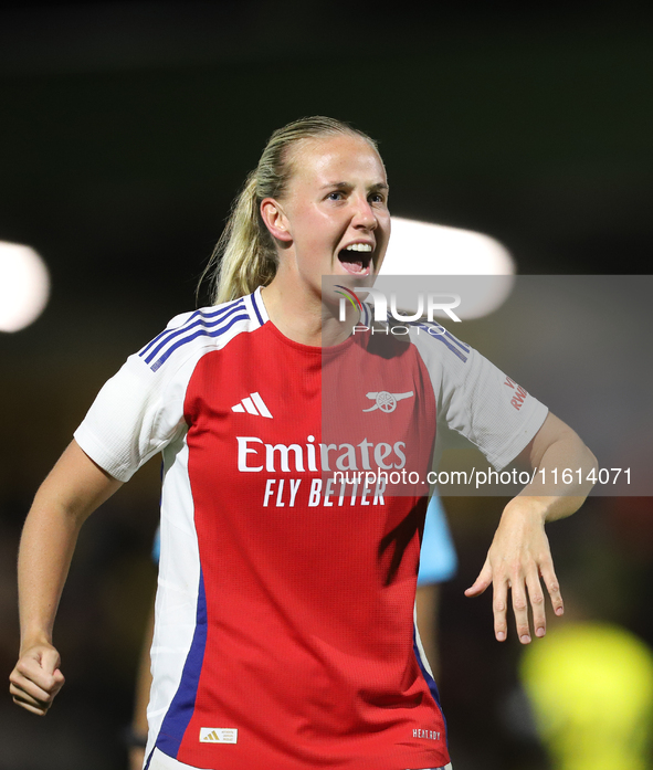 Beth Mead of Arsenal celebrates after scoring during the UEFA Champions League Second Round, 2nd Leg between Arsenal and BK Hacken at Meadow...