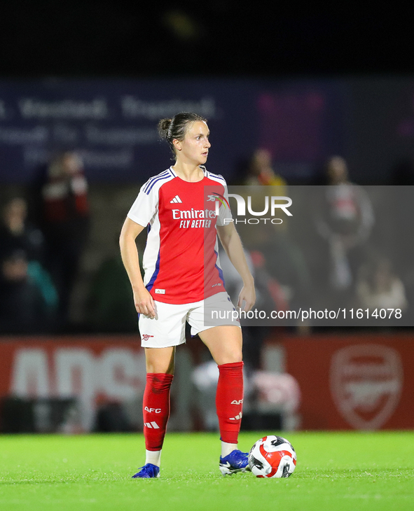 Lotte Wubben-Moy of Arsenal during the UEFA Champions League Second Round, 2nd Leg between Arsenal and BK Hacken at Meadow Park in Borehamwo...