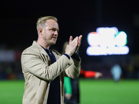 Arsenal manager Jonas Eidevall applauds the fans after the UEFA Champions League Second Round, 2nd Leg between Arsenal and BK Hacken at Mead...