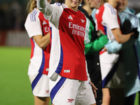 Arsenal's Caitlin Foord after the UEFA Champions League Second Round, 2nd Leg between Arsenal and BK Hacken at Meadow Park in Borehamwood, E...