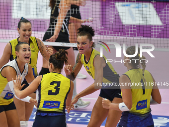 Wash4green Pinerolo celebrates scoring during the International Trophy ''Una squadra per un sorriso'' match between Wash4green Pinerolo and...