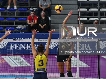 Caterina Bosetti of VakifBank Spor Kulubu is in action during the International Trophy ''Una squadra per un sorriso'' match between Wash4gre...