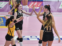 VakifBank Spor Kulubu celebrates scoring during the team's International Trophy ''Una squadra per un sorriso'' match between Wash4green Pine...