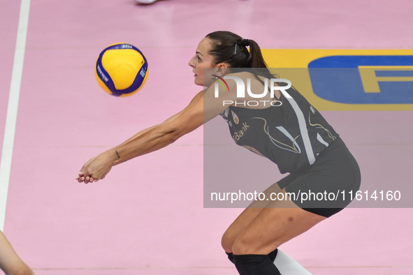 Caterina Bosetti of VakifBank Spor Kulubu is in action during the International Trophy ''Una squadra per un sorriso'' match between Wash4gre...