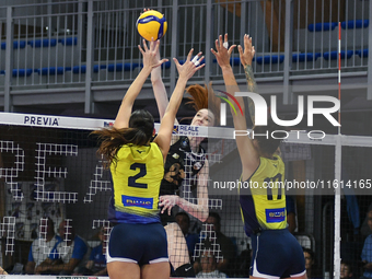 Marina Markova of VakifBank Spor Kulubu is in action during the International Trophy ''Una squadra per un sorriso'' match between Wash4green...