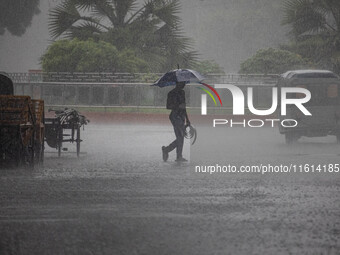 A general view of Dhaka, Bangladesh, during a rainfall on September 27, 2024. (