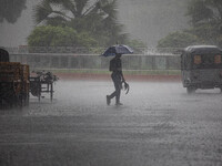 A general view of Dhaka, Bangladesh, during a rainfall on September 27, 2024. (