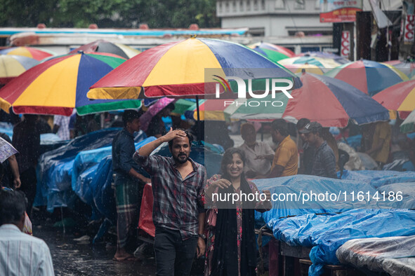 A general view of Dhaka, Bangladesh, during a rainfall on September 27, 2024. 