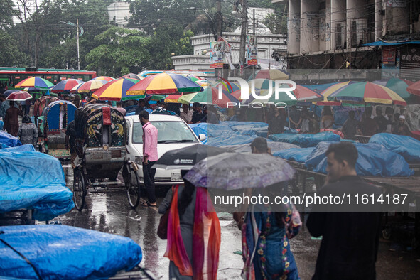 A general view of Dhaka, Bangladesh, during a rainfall on September 27, 2024. 