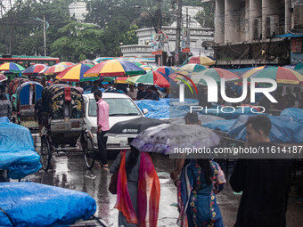 A general view of Dhaka, Bangladesh, during a rainfall on September 27, 2024. (