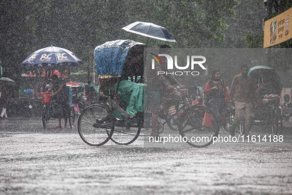 A general view of Dhaka, Bangladesh, during a rainfall on September 27, 2024. 