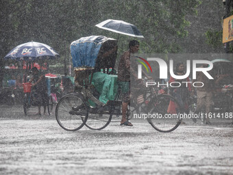 A general view of Dhaka, Bangladesh, during a rainfall on September 27, 2024. (