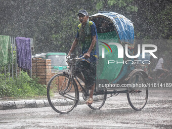 A general view of Dhaka, Bangladesh, during a rainfall on September 27, 2024. (