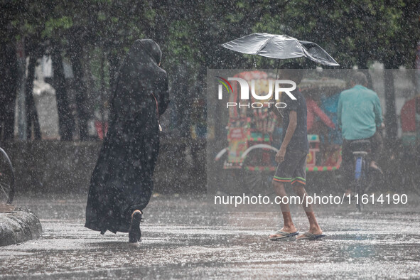 A general view of Dhaka, Bangladesh, during a rainfall on September 27, 2024. 