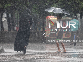 A general view of Dhaka, Bangladesh, during a rainfall on September 27, 2024. (