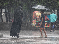 A general view of Dhaka, Bangladesh, during a rainfall on September 27, 2024. (