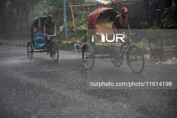 A general view of Dhaka, Bangladesh, during a rainfall on September 27, 2024. 