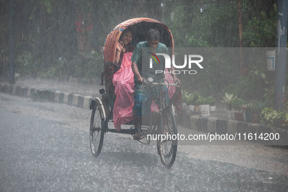 A general view of Dhaka, Bangladesh, during a rainfall on September 27, 2024. 