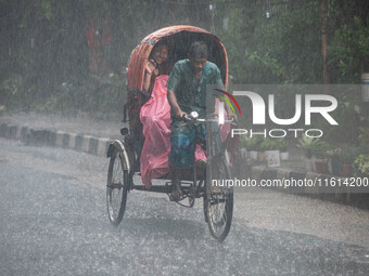 A general view of Dhaka, Bangladesh, during a rainfall on September 27, 2024. (