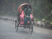 A general view of Dhaka, Bangladesh, during a rainfall on September 27, 2024. (