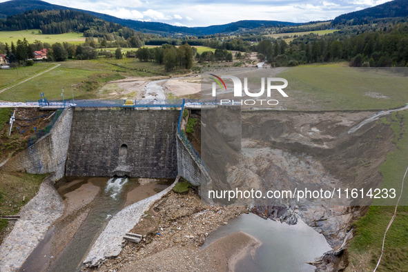 The  broken dam In Stronie Slaskie that added to the scale of massive flooding in southern Poland is seen in tourist resorts in southern Pol...