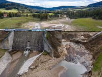 The  broken dam In Stronie Slaskie that added to the scale of massive flooding in southern Poland is seen in tourist resorts in southern Pol...