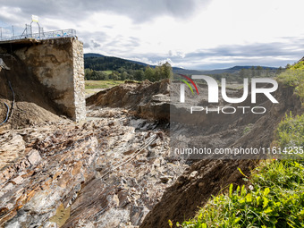 The  broken dam In Stronie Slaskie that added to the scale of massive flooding in southern Poland is seen in tourist resorts in southern Pol...