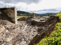 The  broken dam In Stronie Slaskie that added to the scale of massive flooding in southern Poland is seen in tourist resorts in southern Pol...