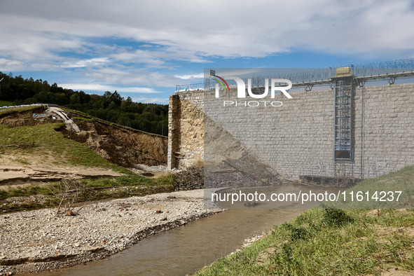 The  broken dam In Stronie Slaskie that added to the scale of massive flooding in southern Poland is seen in tourist resorts in southern Pol...