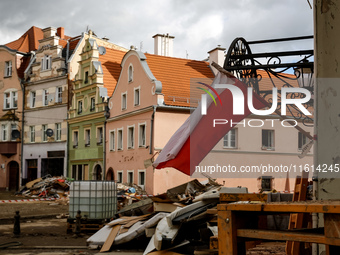 Debris from destroyed  buildings are seen  as massive flooding affected tourist resorts in southern Poland - Klodzko, Poland on September 27...