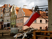 Debris from destroyed  buildings are seen  as massive flooding affected tourist resorts in southern Poland - Klodzko, Poland on September 27...