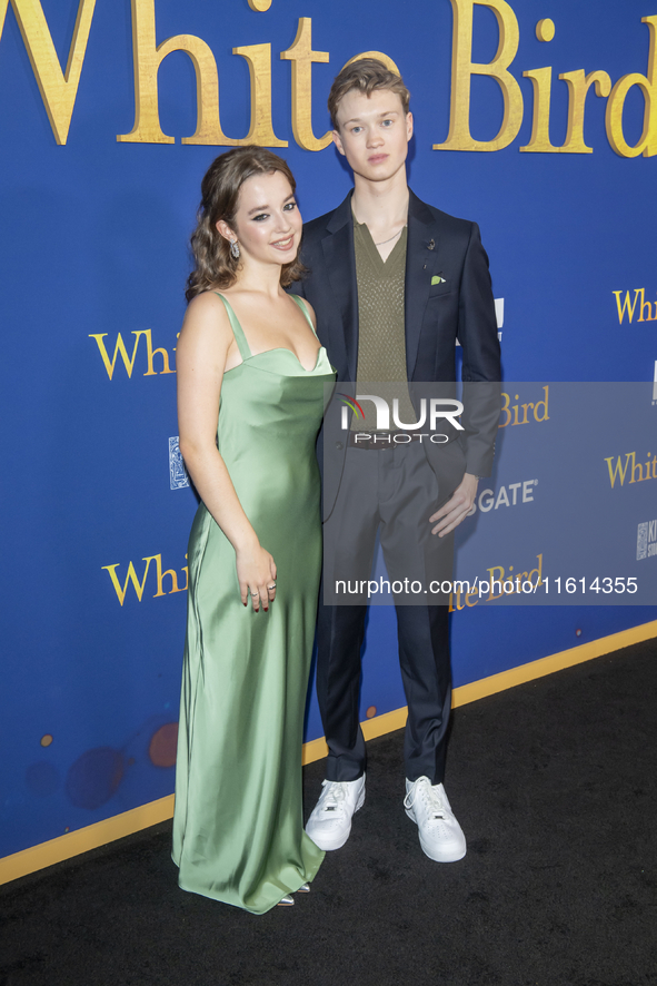 Ariella Glaser and Orlando Schwerdt attend the Lionsgate's ''White Bird'' New York screening at DGA Theater in New York, USA, on September 2...