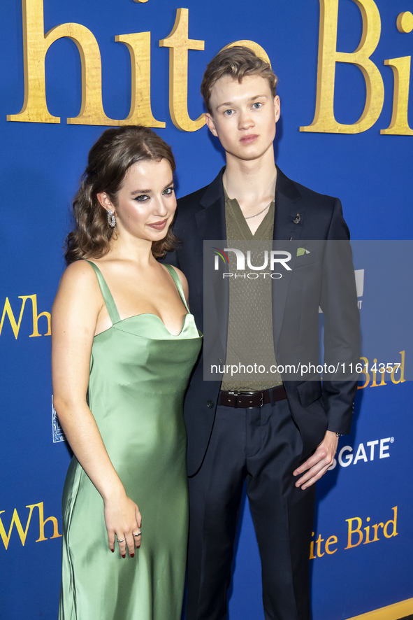 Ariella Glaser and Orlando Schwerdt attend the Lionsgate's ''White Bird'' New York screening at DGA Theater in New York, USA, on September 2...