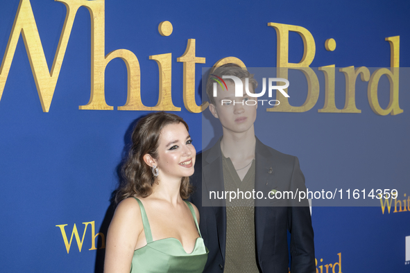 Ariella Glaser and Orlando Schwerdt attend the Lionsgate's ''White Bird'' New York screening at DGA Theater in New York, USA, on September 2...