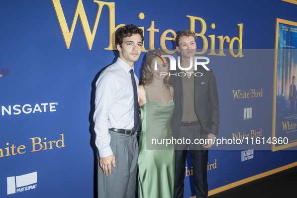 Bryce Gheisar, Ariella Glaser, and Orlando Schwerdt attend the Lionsgate's ''White Bird'' New York screening at DGA Theater in New York, New...