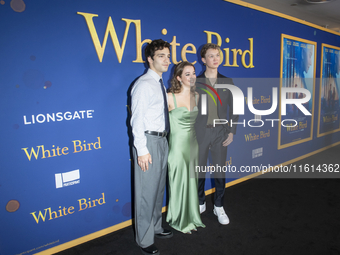 Bryce Gheisar, Ariella Glaser, and Orlando Schwerdt attend the Lionsgate's ''White Bird'' New York screening at DGA Theater in New York, New...