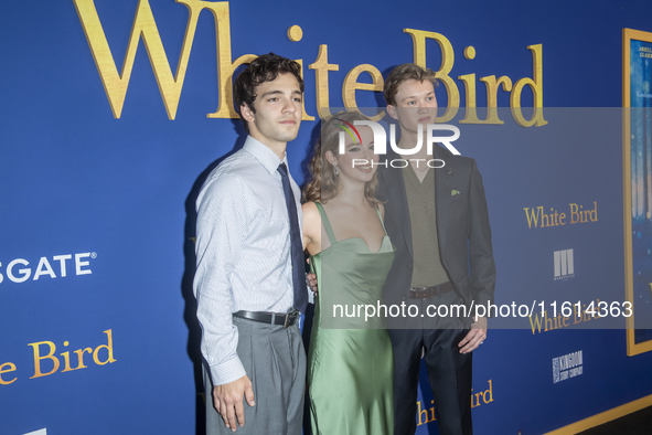 Bryce Gheisar, Ariella Glaser, and Orlando Schwerdt attend the Lionsgate's ''White Bird'' New York screening at DGA Theater in New York, New...