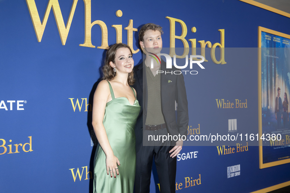 Ariella Glaser and Orlando Schwerdt attend the Lionsgate's ''White Bird'' New York screening at DGA Theater in New York, USA, on September 2...