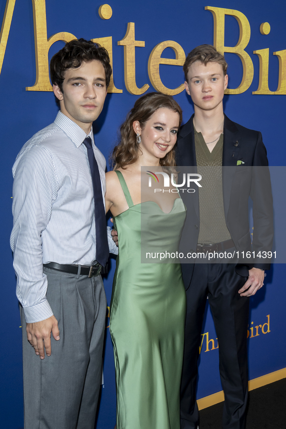 Bryce Gheisar, Ariella Glaser, and Orlando Schwerdt attend the Lionsgate's ''White Bird'' New York screening at DGA Theater in New York, New...