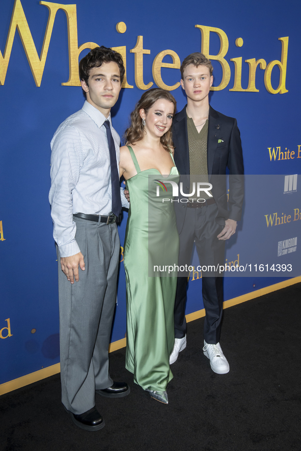 Bryce Gheisar, Ariella Glaser, and Orlando Schwerdt attend the Lionsgate's ''White Bird'' New York screening at DGA Theater in New York, New...