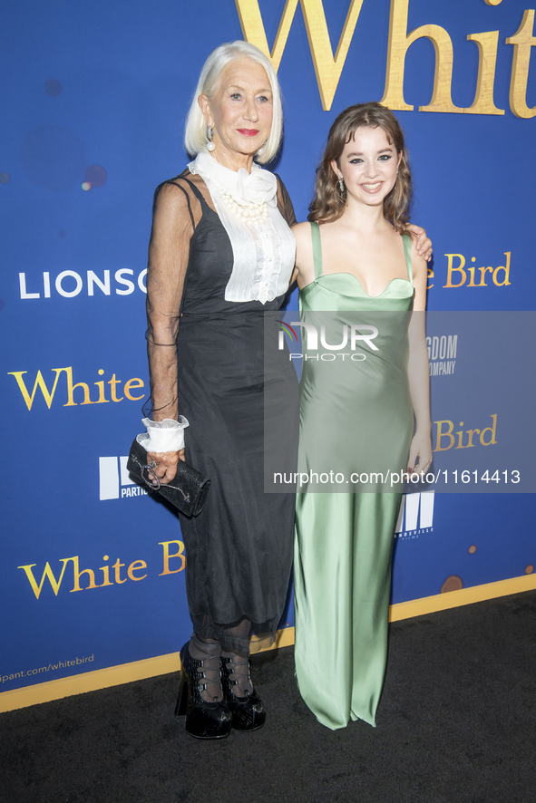 Helen Mirren and Ariella Glaser attend the Lionsgate's ''White Bird'' New York screening at DGA Theater in New York, USA, on September 26, 2...