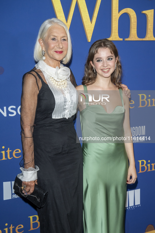 Helen Mirren and Ariella Glaser attend the Lionsgate's ''White Bird'' New York screening at DGA Theater in New York, USA, on September 26, 2...