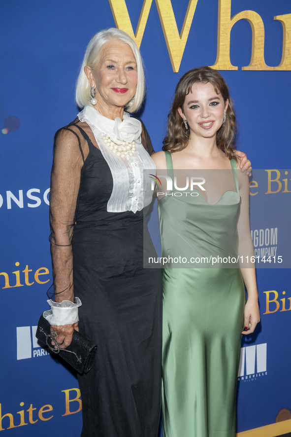 Helen Mirren and Ariella Glaser attend the Lionsgate's ''White Bird'' New York screening at DGA Theater in New York, USA, on September 26, 2...