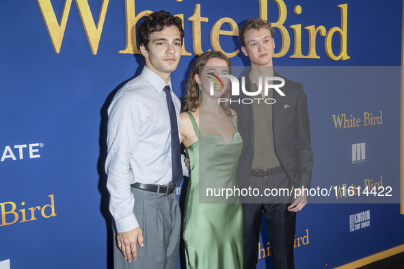 Bryce Gheisar, Ariella Glaser, and Orlando Schwerdt attend the Lionsgate's ''White Bird'' New York screening at DGA Theater in New York, New...