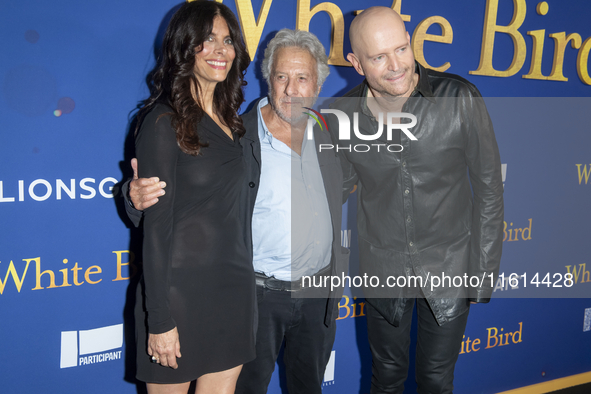 Renee Wolfe, Dustin Hoffman, and Marc Forster attend the Lionsgate's ''White Bird'' New York screening at DGA Theater in New York, USA, on S...